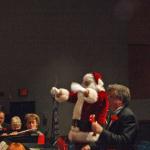 Santa took over briefly as director of the band.